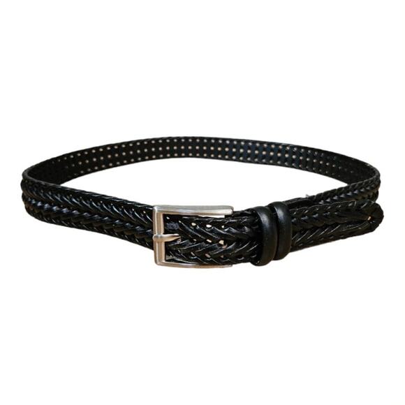 Perry Ellis Men's Portfolio Braided Black Belt Cowhide Leather Size 36 Inch - Picture 1 of 8